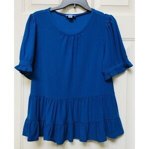 CeCe Blouse Top Women's, Sz. M, Blue, Short Sleeve, Pull Over, Excell/Condit. $